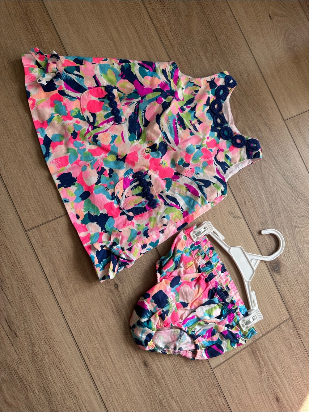 Lilly Pulitzer Girls Pink Navy Floral Two-Piece Matching Set